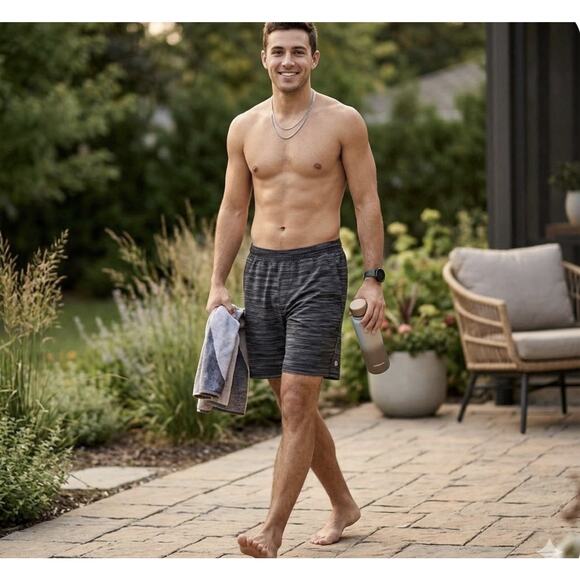 Lululemon Other - Lululemon Mens M Pace Breaker Shorts Space Dye Gray Stripe Athletic Gym Training